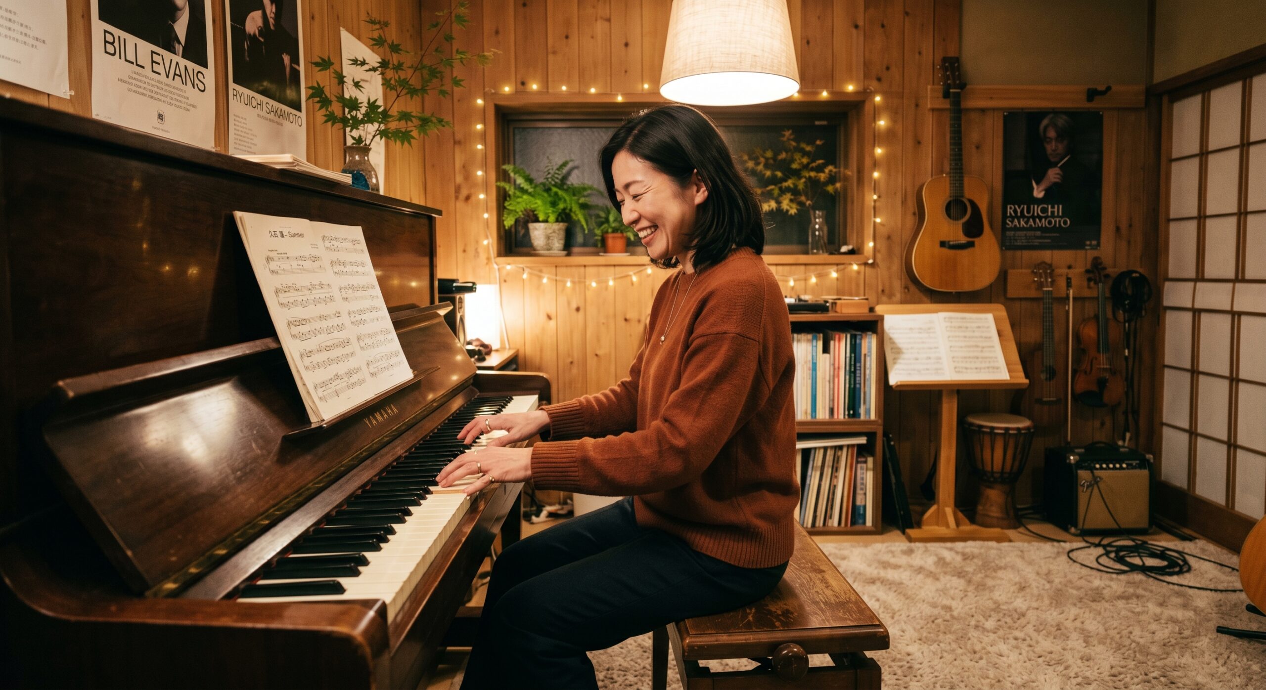 大人がピアノを弾いている様子